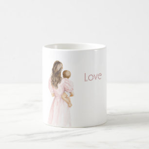 Mug Cheveux Bruns Robe Rose Amour