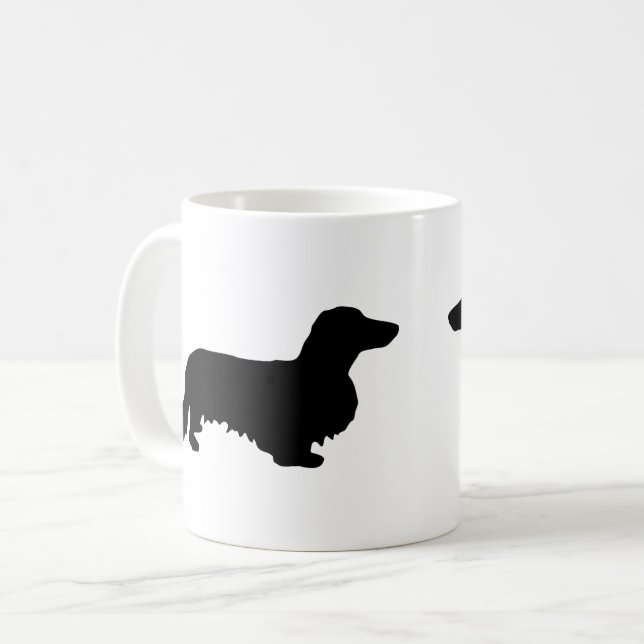Mug Cheveux longs Dachshund - Silhouette 1 (Devant gauche)