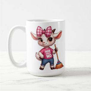 Mug Chèvre de dessin animé avec nœud et balai