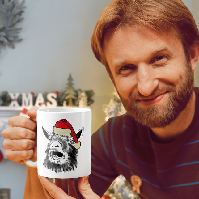 Mug Chèvre de Noël drôle (Funny Christmas screaming goat coffee mug farm animal art humor)