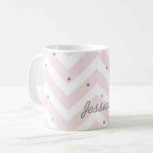 Mug Chevron et points Pastel Rose tendance Personnalis