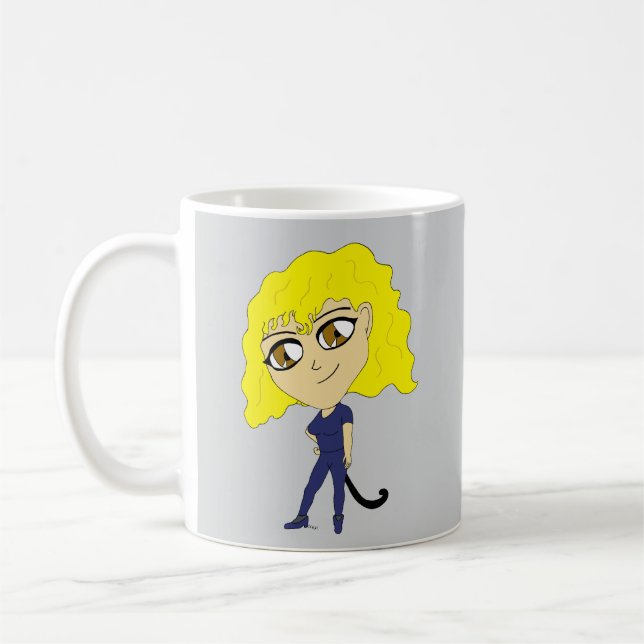 Mug Chibi avec un chat comme une queue (Gauche)