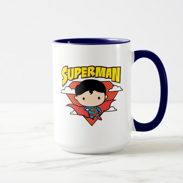 Mug Chibi Superman Polka Dot Shield et nom (Droite)