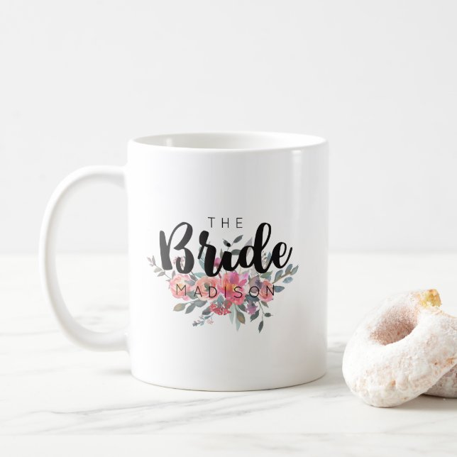 Mug Chic Aquarelle Florale Mariage (Avec donut)
