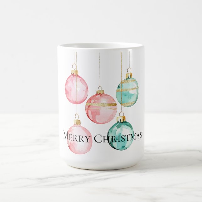 Mug Chic Blanc Mint Rose or ornements de Noël (Centre)