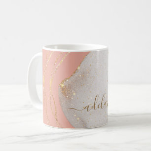 Mug Chic Blush Pink Gold Parties scintillant Monogramm