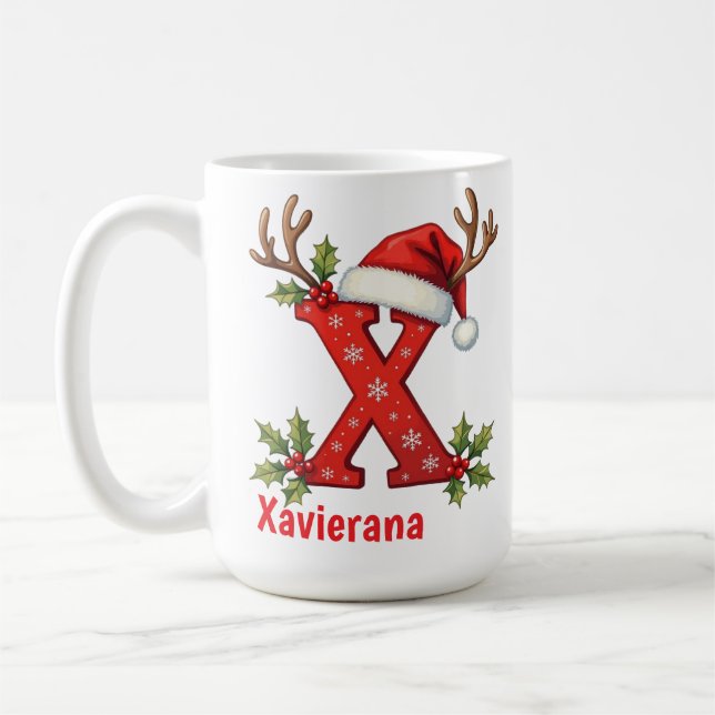 Mug Chic custom Monogram initial X merry Christmas  (Gauche)