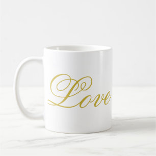 Mug Chic Gold Script White Love Mariage Calligraphie