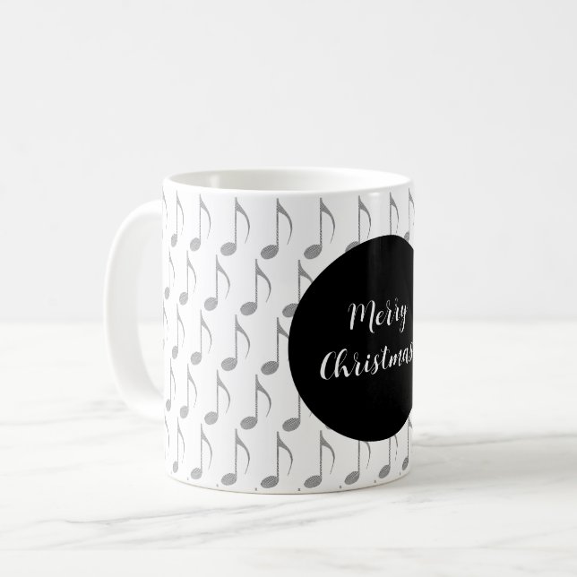 Mug Chic Houndstooth Notes de Musique Joyeux Noël (Devant gauche)