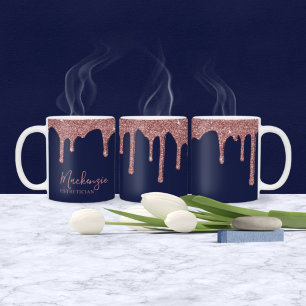 Mug Chic Navy Blue Rose Gold Parties scintillant goutt