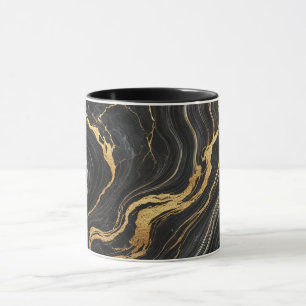 Mug Chic noir et or métallisé Marbre Look Glamour