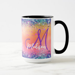 Mug Chic orange rose irisé fausse parties scintillant