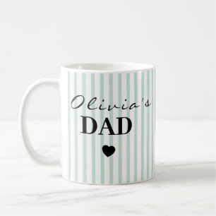 Mug chic rayé pour papa avec nom d'enfant personna