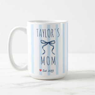 Mug Chic Rayures et Nœud Maman Personnalisé Aquarelle