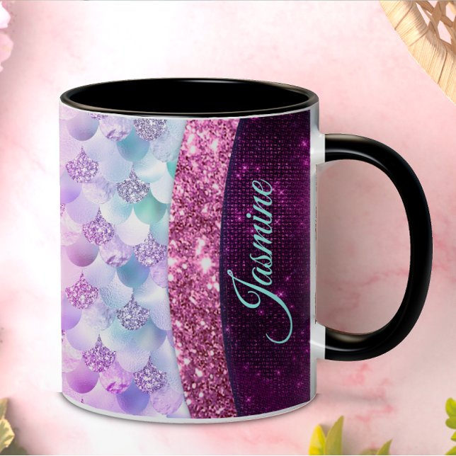 Mug Chic sirène rose argent faux parties scintillant m (Créateur téléchargé)