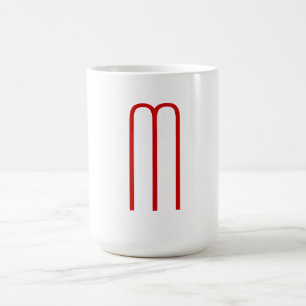 Mug Chic Unique Monogramme Rouge Blanc Plaine Simple