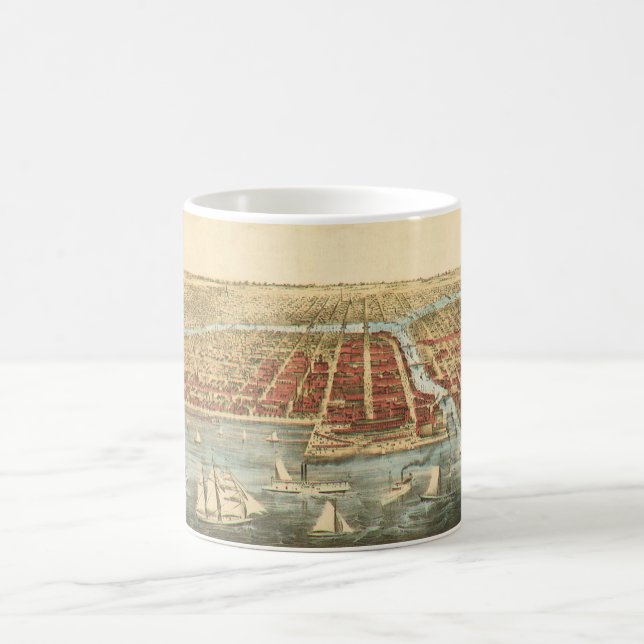 Mug Chicago Antique Map, LaSalle Street et River (Centre)