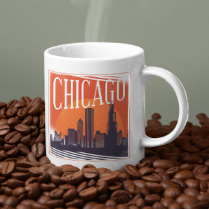 Mug Chicago Illinois Vintage Skyline Photo
