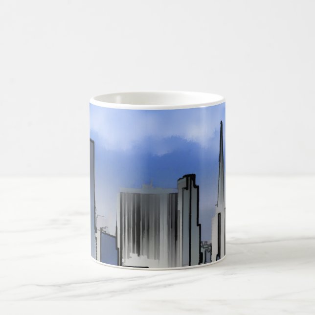 Mug Chicago Nature Scene Buildings Towers Art Sketch (Centre)