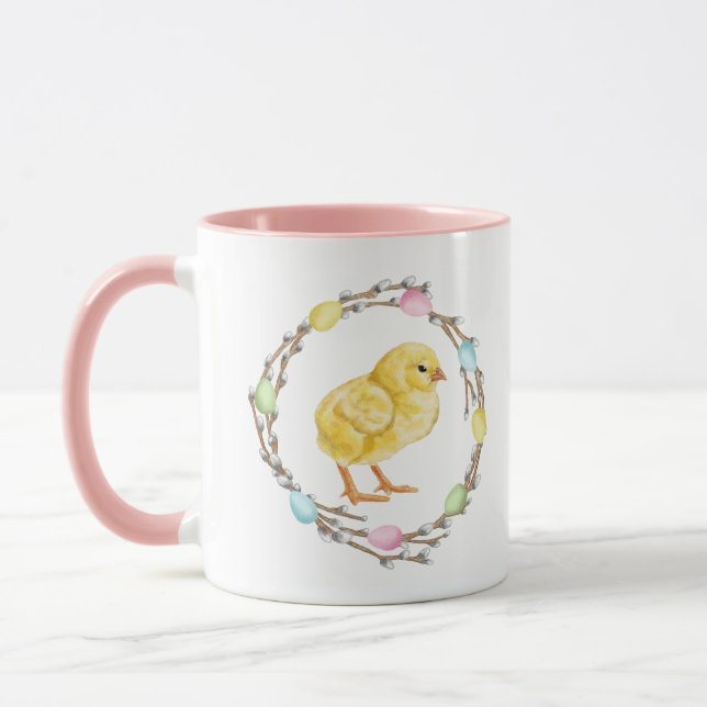Mug Chick And Willow Wreaths With Pastel Eggs Easter (Gauche)