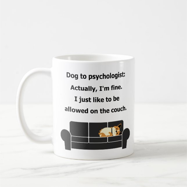 Mug Chien à l'humour de sofa de théorie de psychologue (Gauche)