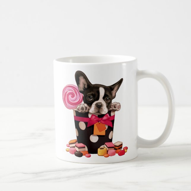 Mug Chien à taureaux français et bonbons (Droite)