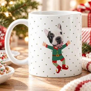 Mug Chien à visage de photo personnalisé Elfe de Noël