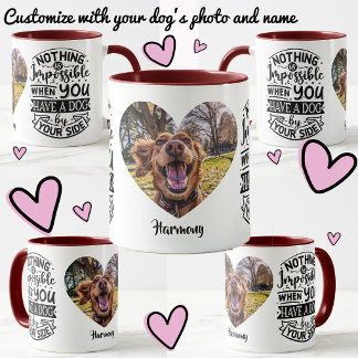 Mug Chien à vos côtés nom personnalisé photo