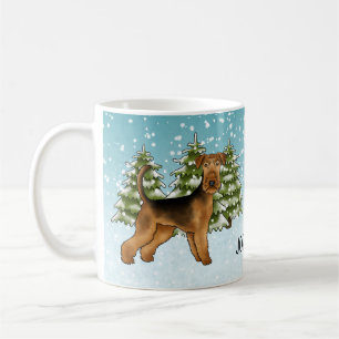 Mug Chien Airedale Terrier Forêt enneigée d'hiver Et n