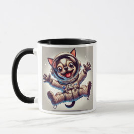 Mug Chien astronaute en mission spatiale.
