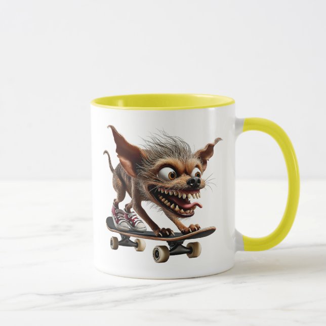 Mug Chien au regard fou en mode skate. (Droite)