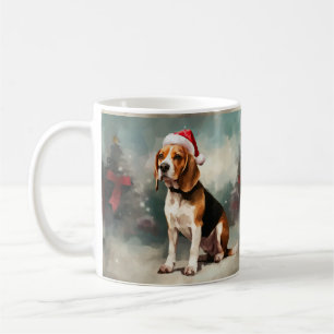 Mug Chien Beagle dans la neige de Noël