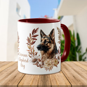 Mug Chien berger allemand couronne d'automne