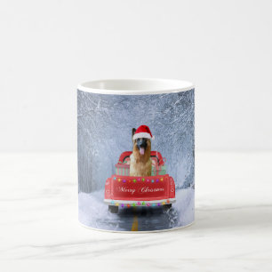 Mug Chien berger allemand en neige assis à Noël