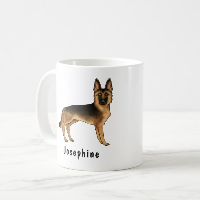 Mug Chien Berger Allemand Noir Et Tan Avec Nom Personn (Devant gauche)