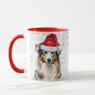 Mug Chien berger australien Père Noël Noël