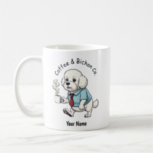 Mug Chien Bichon Frise drôle en costume d'affaires Caf