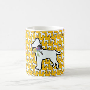 Mug Chien Blanc Avec Arc Jaune