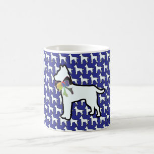 Mug Chien Blanc Avec Nœud Papillon Bleu
