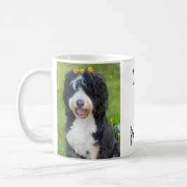 Mug Chien blanc dans l'herbe disant "J'aime ma pop pop