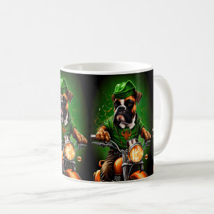 Mug Chien Boxer Conduisant un Vélo St. Patrick's Day