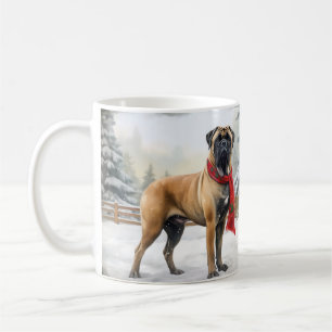 Mug Chien Bullmastiff dans la neige de Noël