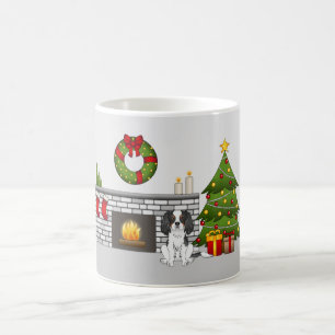 Mug Chien Cavalier Tricolore dans une salle de Noël fe
