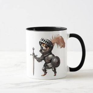 Mug Chien chevalier en armure médiévale avec une épée 