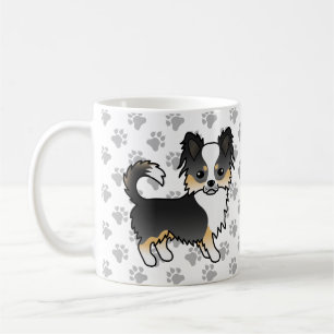 Mug Chien Chihuahua à poil long tricolore noir & patte