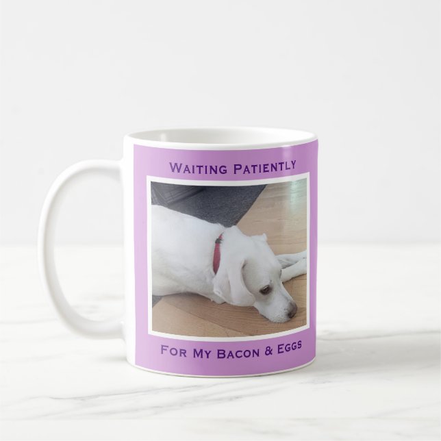 Mug Chien chiot blanc mignon Une photo Lumière violet (Gauche)