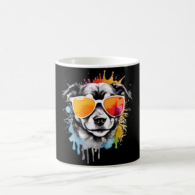 Mug Chien chiot Cool mignon avec lunettes de soleil (Centre)