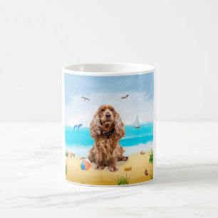 Mug Chien Cocker Spaniel sur la plage