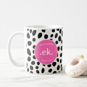 Mug Chien dalmate Abstrait Motif rose chaud Monogramme