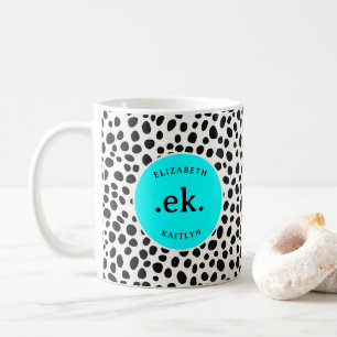 Mug Chien dalmate Motif Abstrait Aqua Blue Monogramme